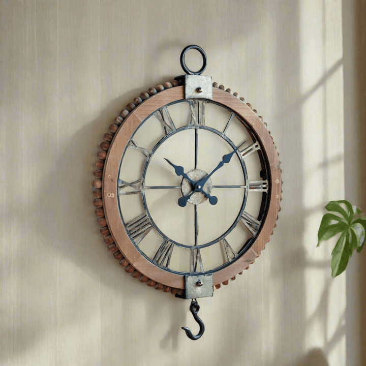 Industrial Wall Clock With Hook