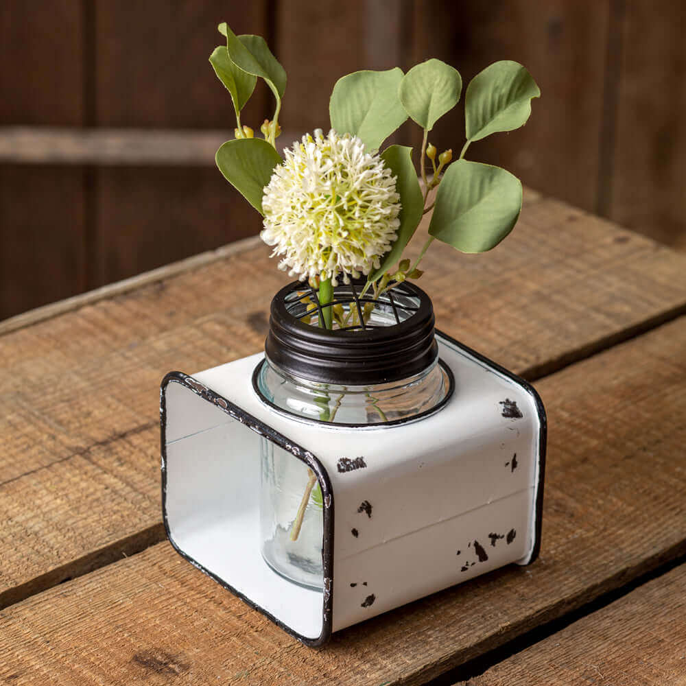 Mason Jar Vase with Flower Frog Lid