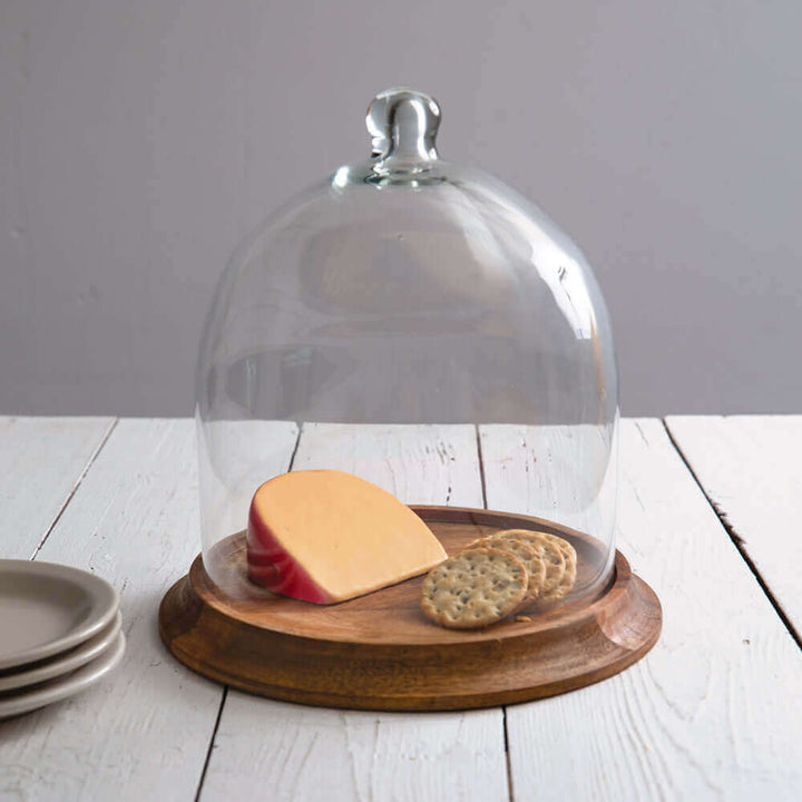 Medium Glass Cloche with Wooden Base