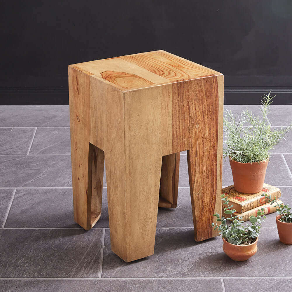 Minimalist Wood Block Stool or End Table