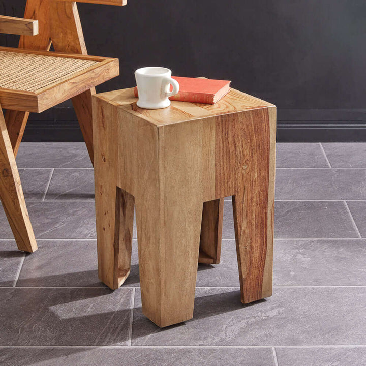 Minimalist Wood Block Stool or End Table