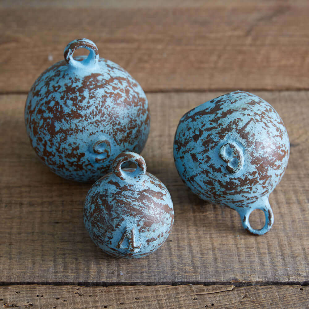 Nautical Weights in Weathered Blue Cast Iron (Set of 3)