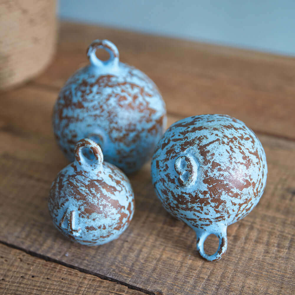 Nautical Weights in Weathered Blue Cast Iron (Set of 3)