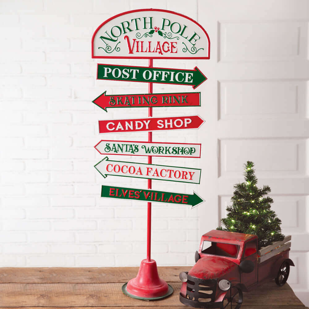 North Pole Village Christmas Décor Sign Posts