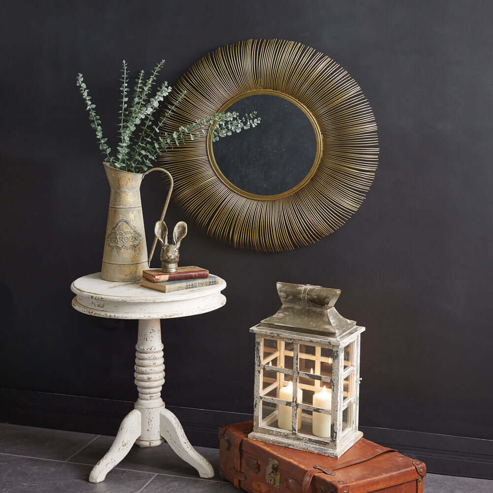 Old Hollywood Round Golden Sunburst Wall Mirror