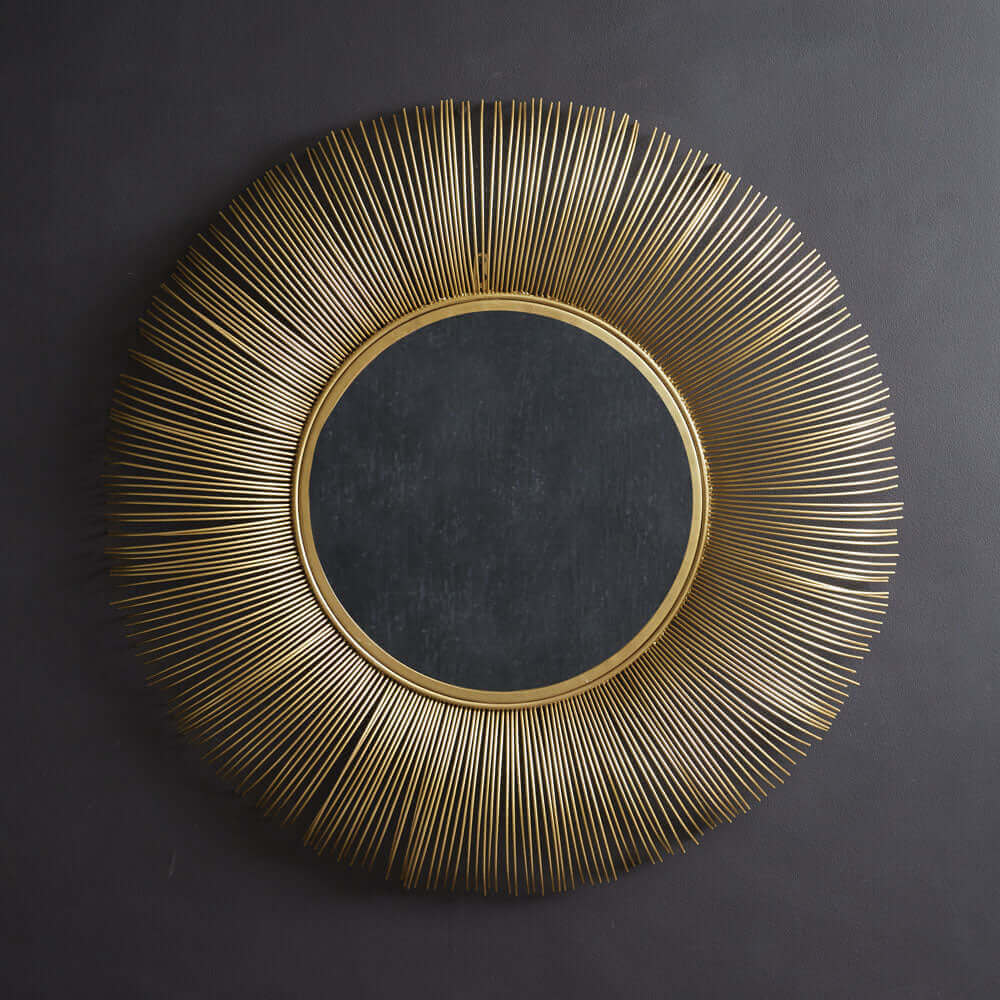 Old Hollywood Round Golden Sunburst Wall Mirror