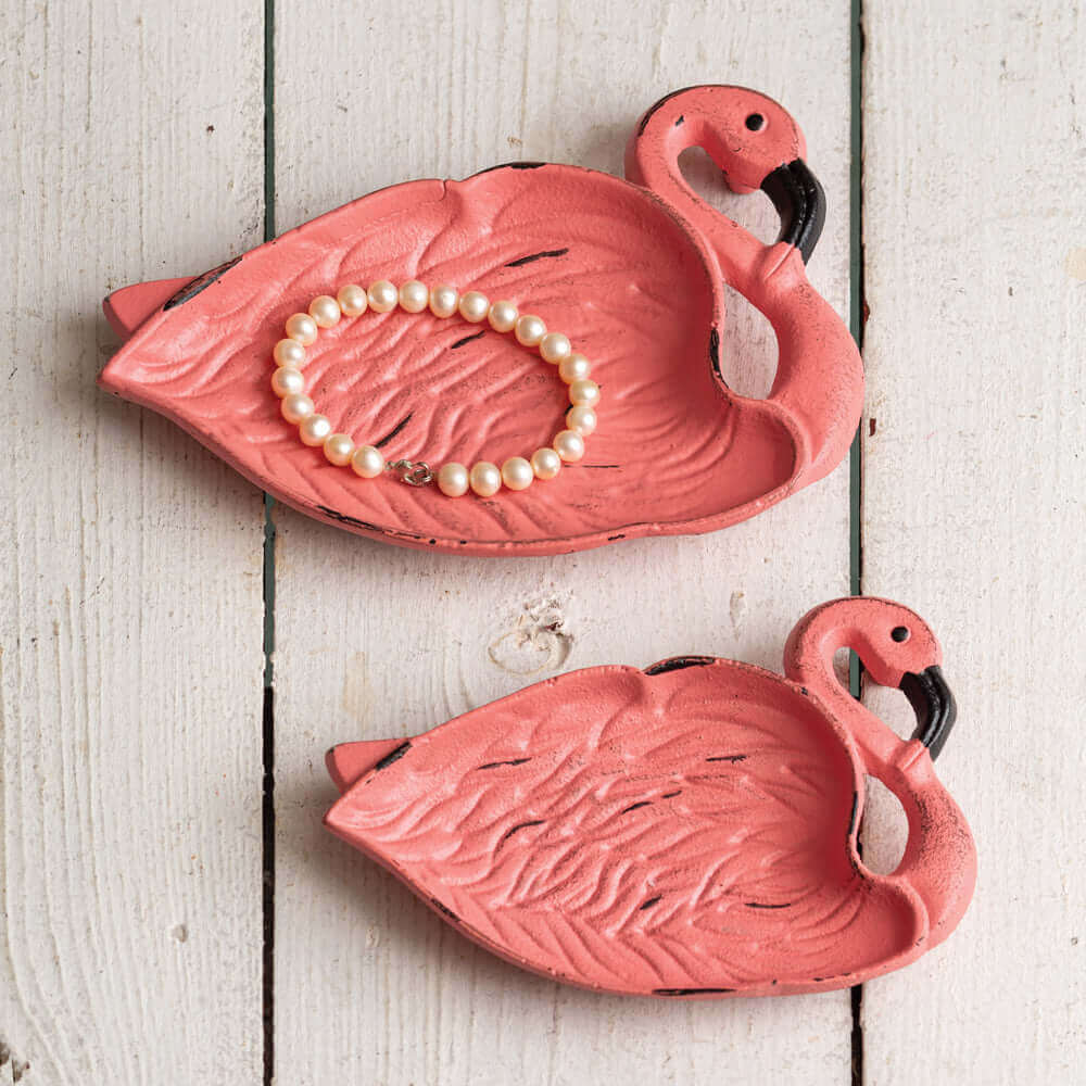 Pink Flamingo Dishes in Cast Iron (Set of 2)