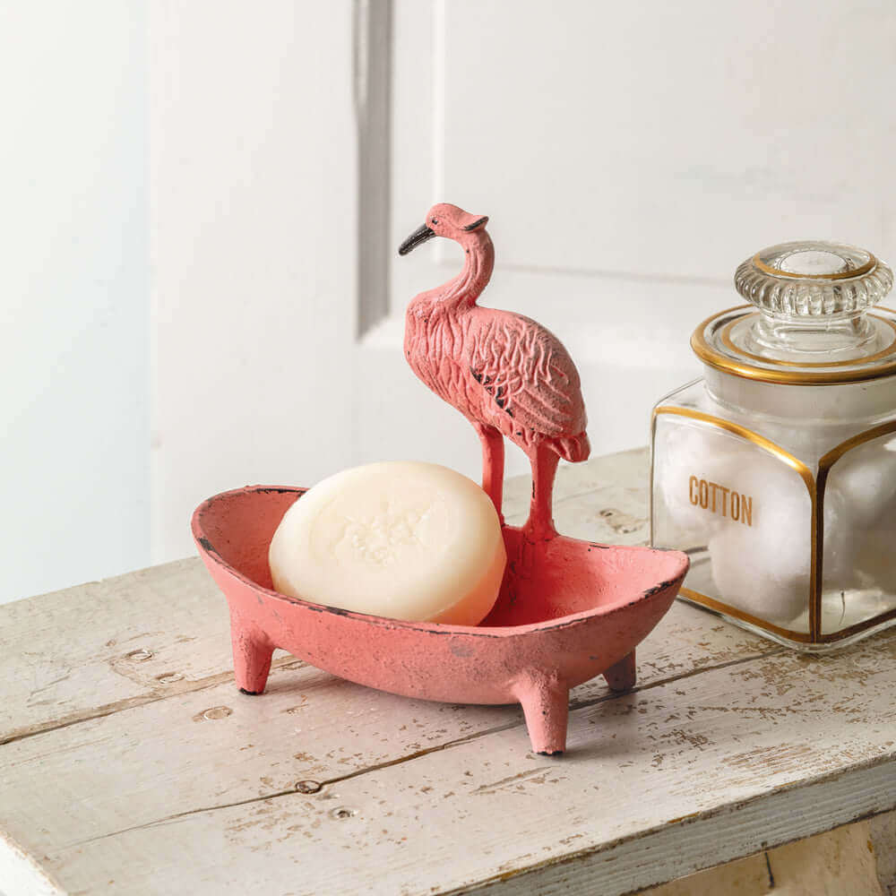 Pink Flamingo Soap Dish in Cast Iron