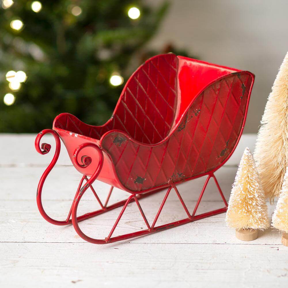 Red Rustic Santa Sleigh