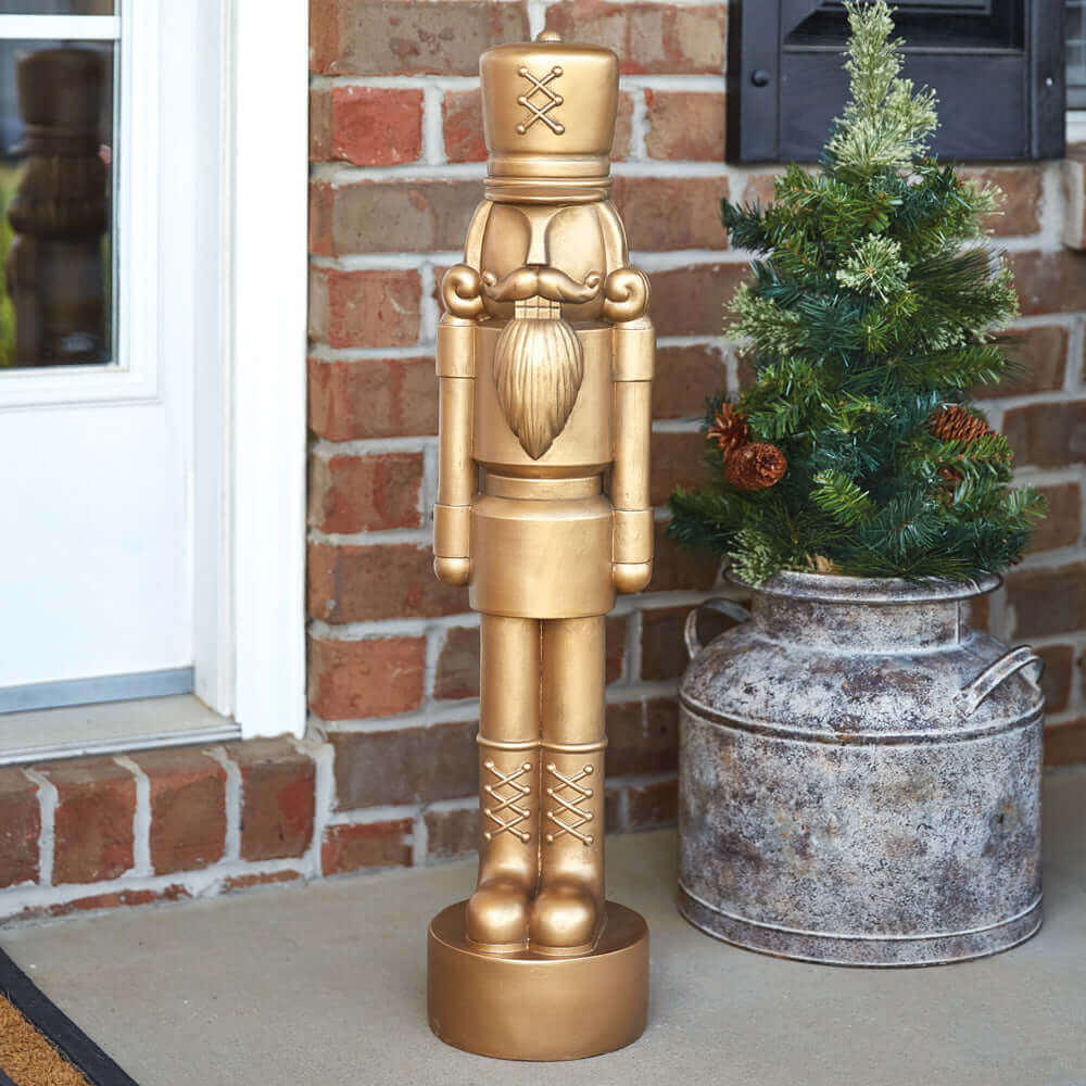 Regal Golden Nutcracker Statue Christmas Decor