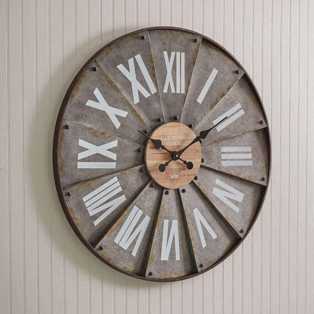 Roman Numeral Rustic Windmill Farmhouse Wall Clock