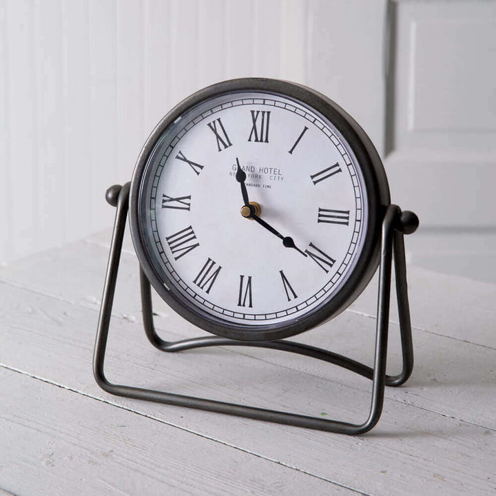 Round Industrial Metal Desk Clock