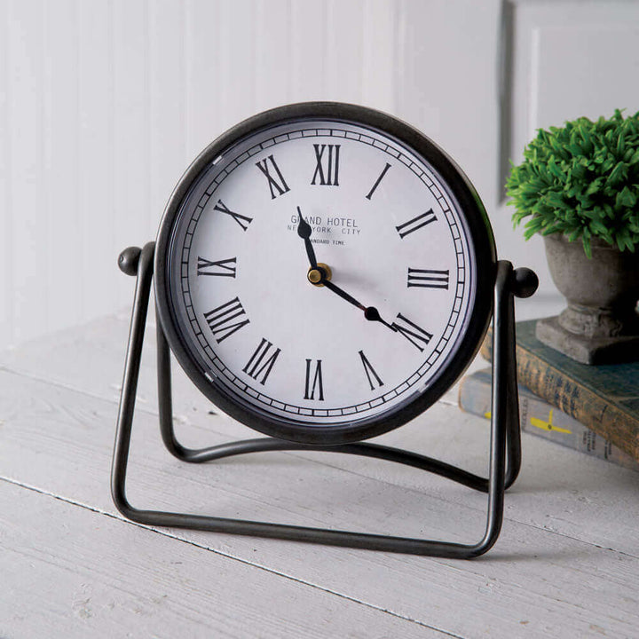 Round Industrial Metal Desk Clock