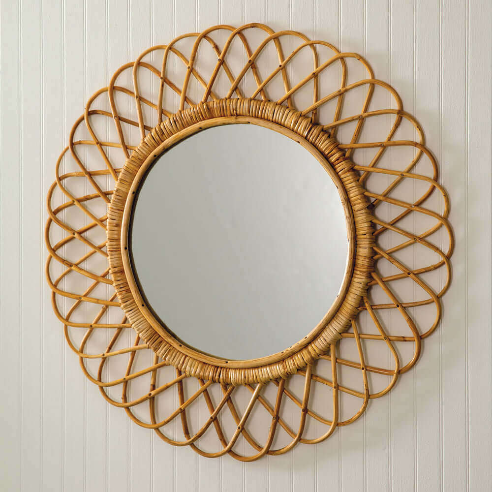 Round Rattan Wall Mirror