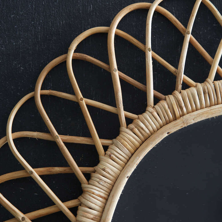 Round Rattan Wall Mirror