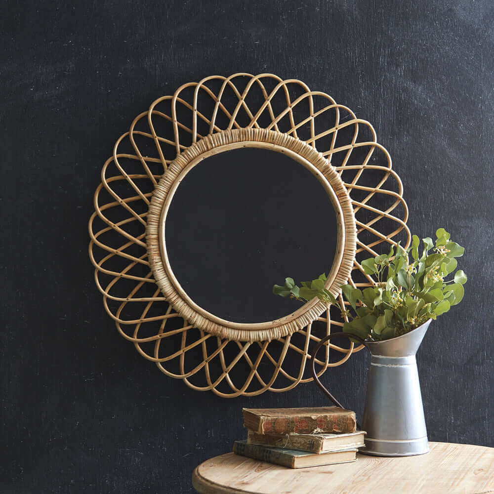 Round Rattan Wall Mirror