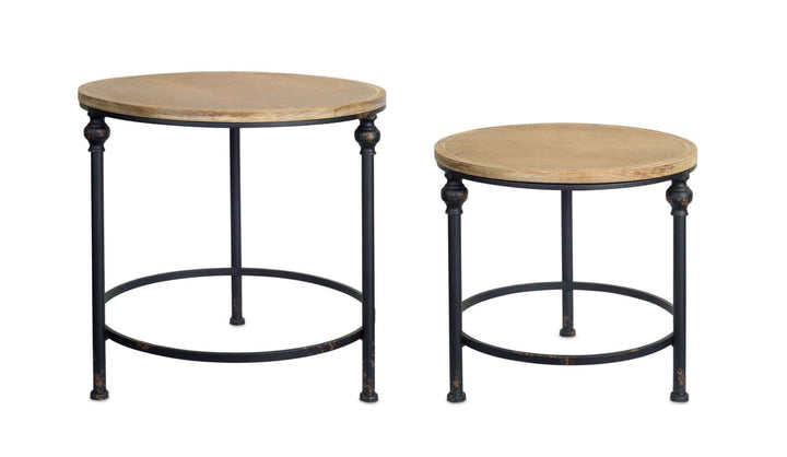 Round Rustic Side Tables (Set of 2)