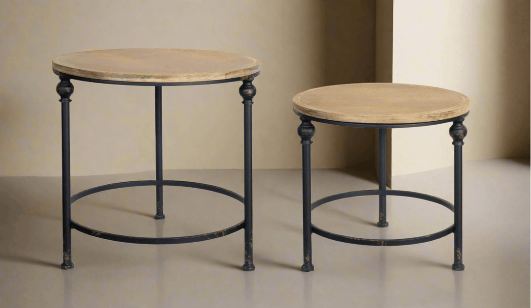 Round Rustic Side Tables (Set of 2)