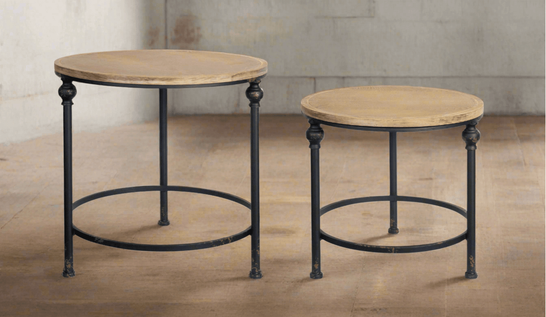 Round Rustic Side Tables (Set of 2)