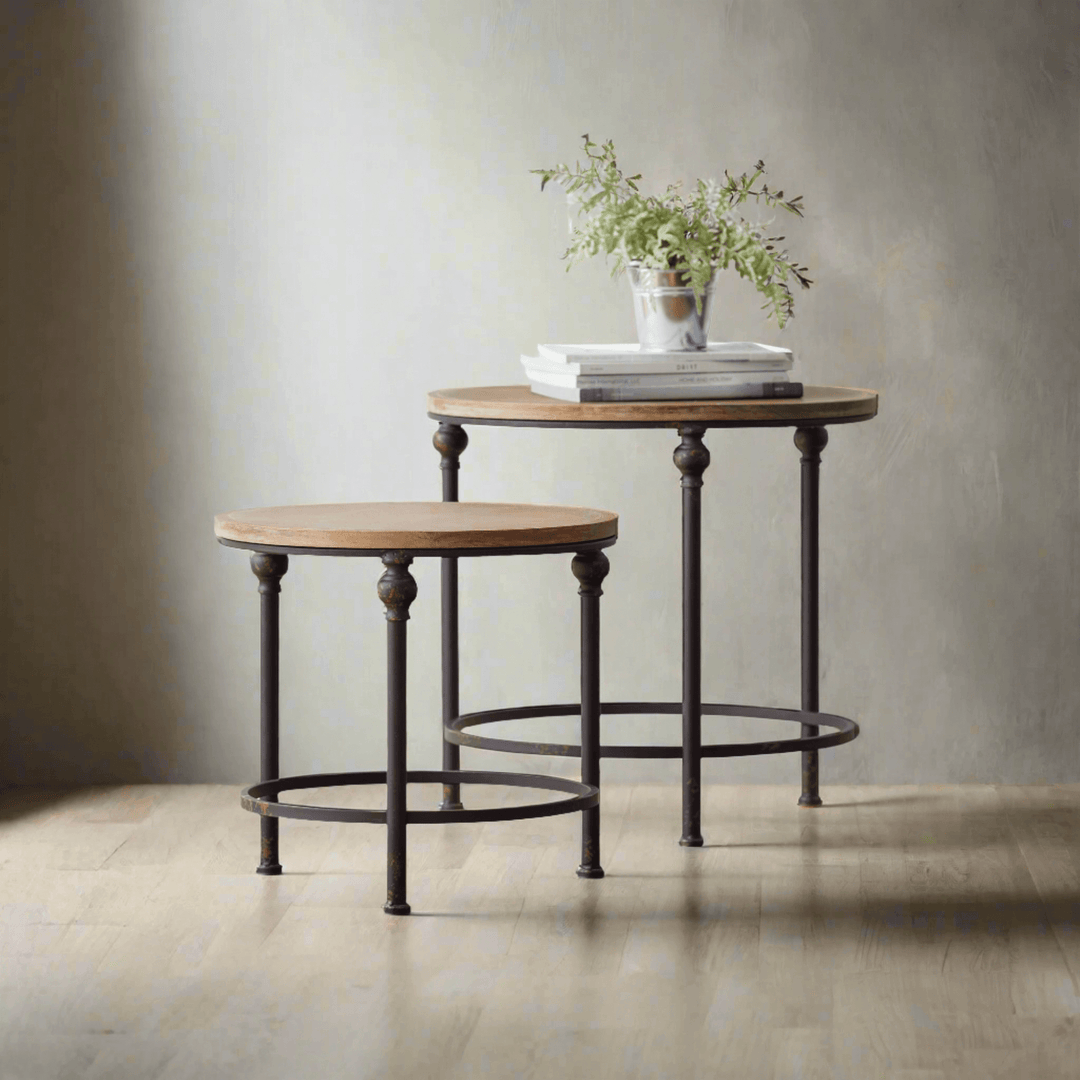 Round Rustic Side Tables (Set of 2)