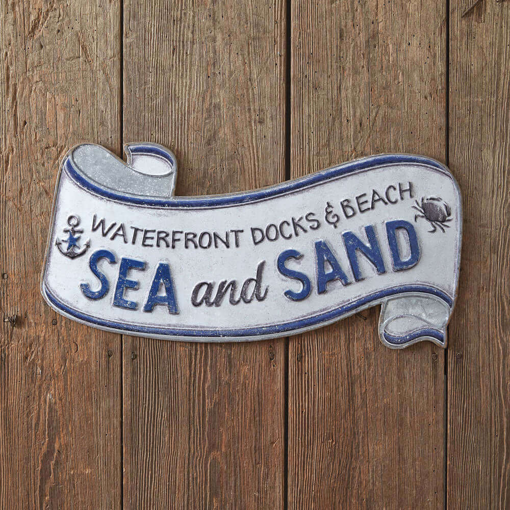 Rustic Beach House Sea and Sand Wall Sign