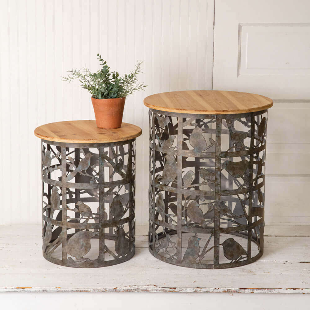 Rustic Bird Cutout Side Tables (Set of 2)