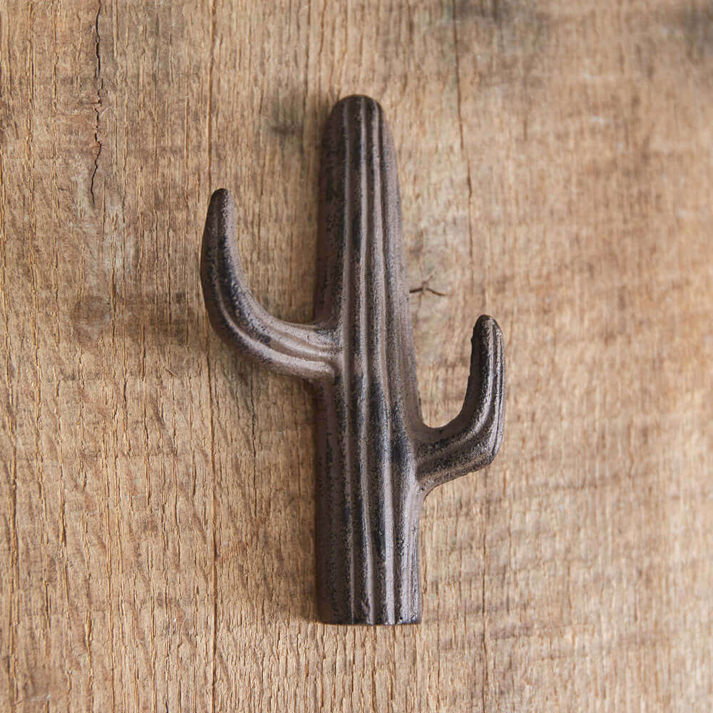 Rustic Cactus Hook in Cast Iron (Set of 2)