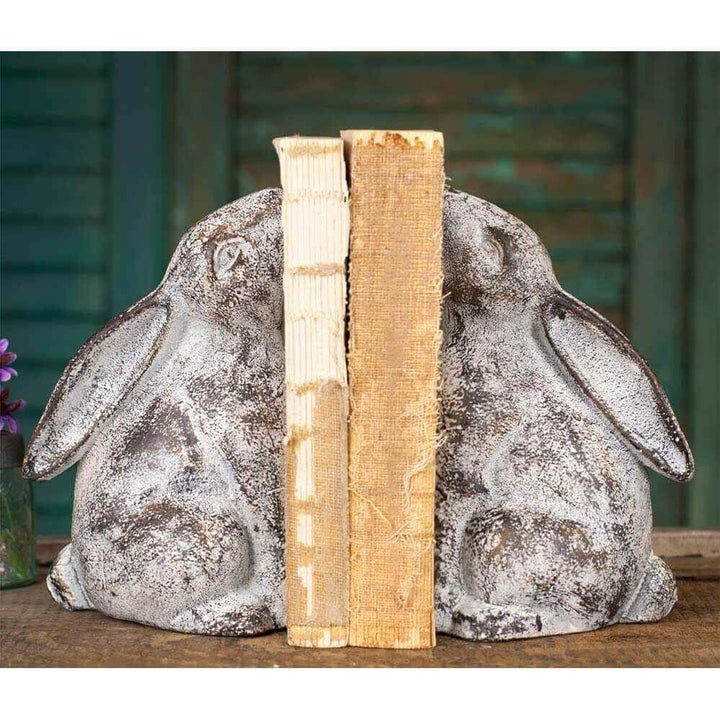 Rustic Cast Iron Bunny Rabbit Bookends