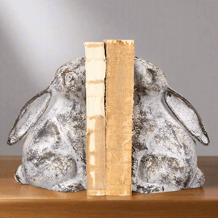 Rustic Cast Iron Bunny Rabbit Bookends