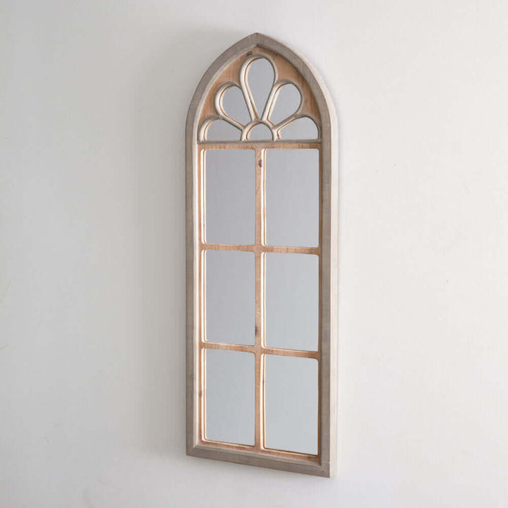 Rustic Cathedral Window Arched Wall Mirror