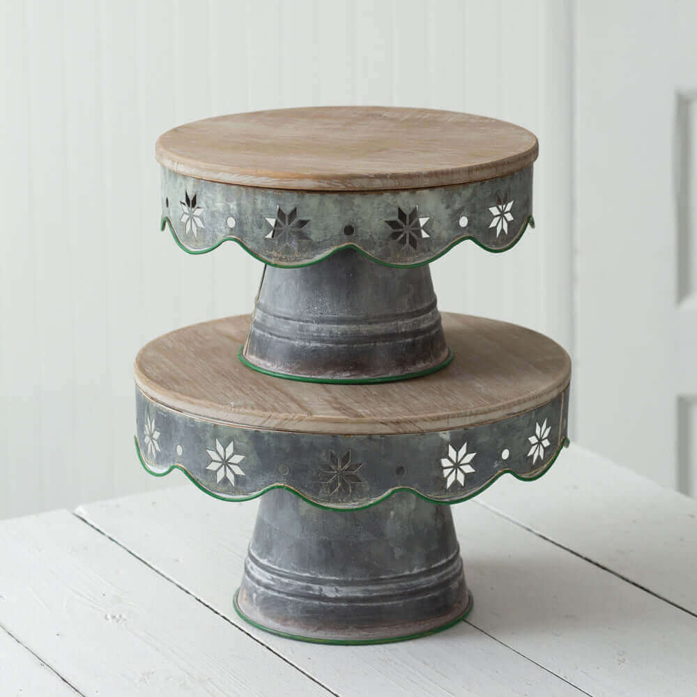 Rustic Christmas Cake Stands (Set of 2)