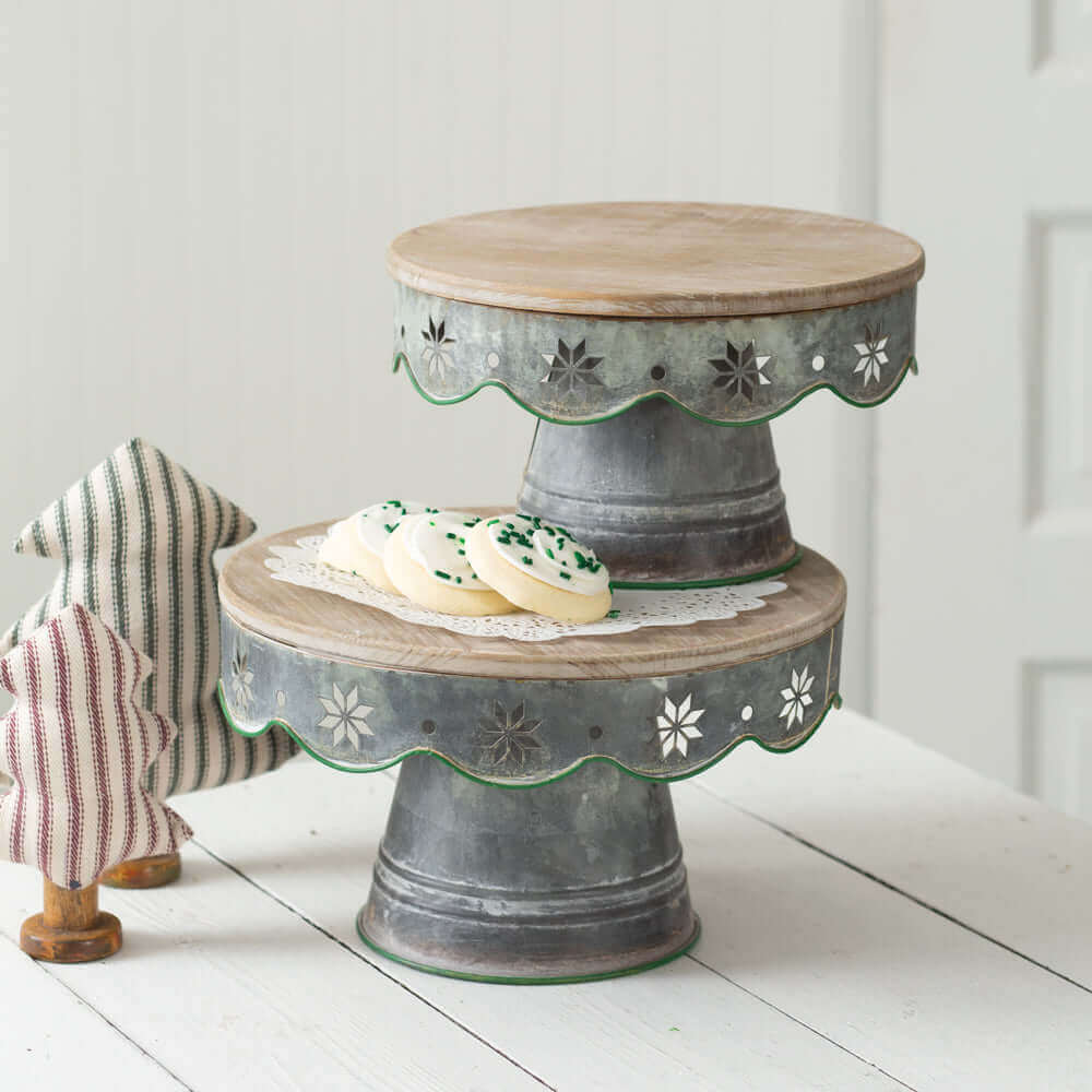 Rustic Christmas Cake Stands (Set of 2)