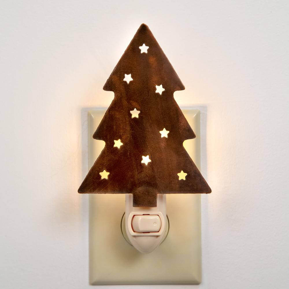 Rustic Christmas Tree Night Light (Box of 4)