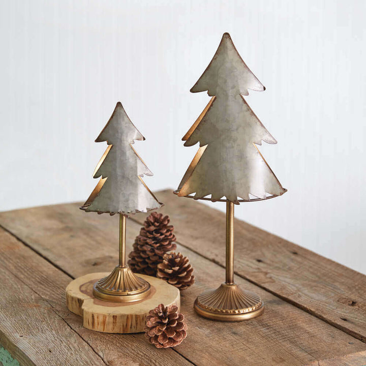 Rustic Christmas Tree Tealight Candle Holders (Set of 2)