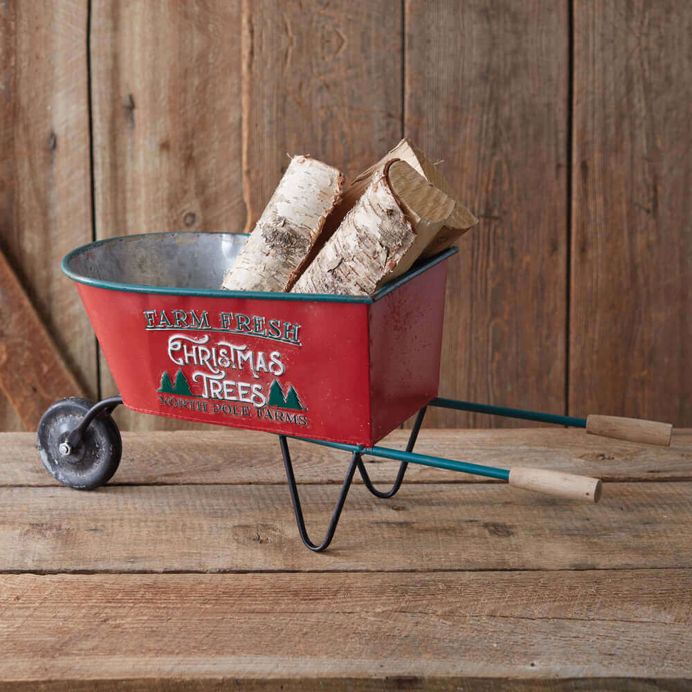 Rustic Christmas Trees Wheelbarrow