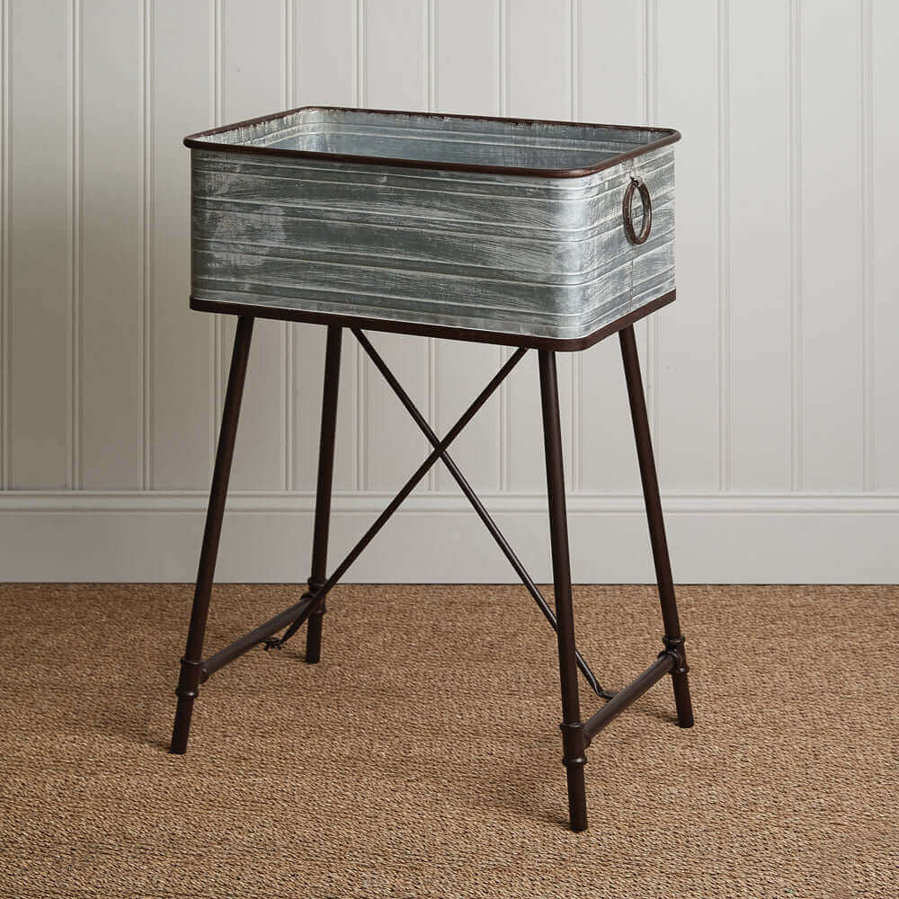 Rustic Country Wash Bin Planter on Stand