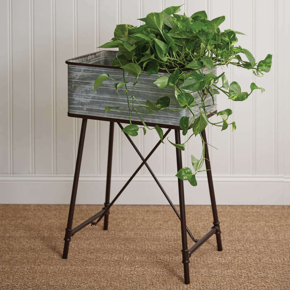 Rustic Country Wash Bin Planter on Stand