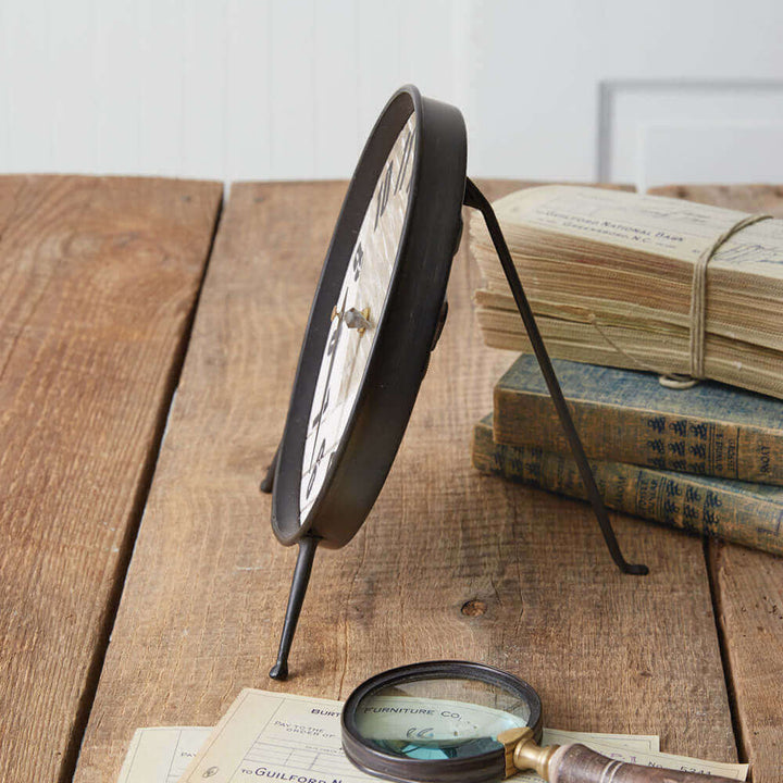 Rustic Desk Clock with Tripod Stand