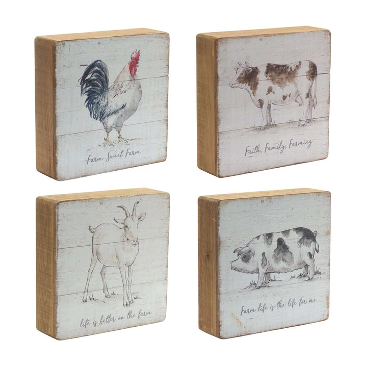 Rustic Farm Animal Tabletop Art (Set of 4)