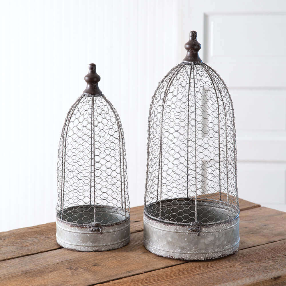 Rustic Farmhouse Chicken Wire Cloches (Set of 2)