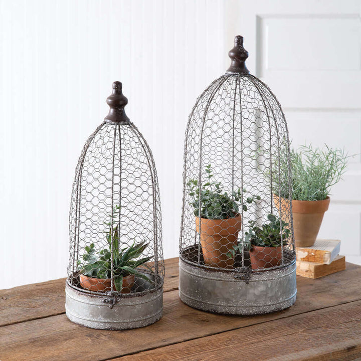 Rustic Farmhouse Chicken Wire Cloches (Set of 2)