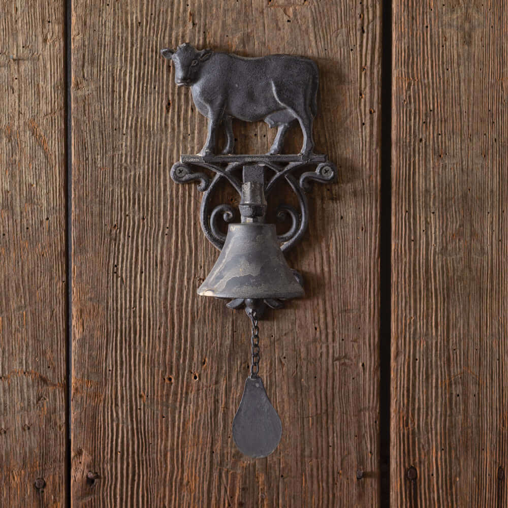 Rustic Farmhouse Cow Dinner Bell in Cast Iron