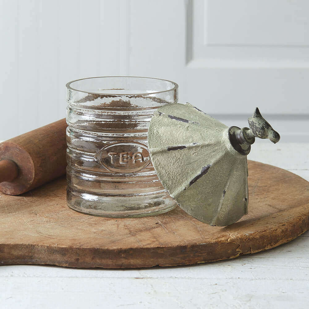 Rustic Farmhouse Silo Glass Tea Canister