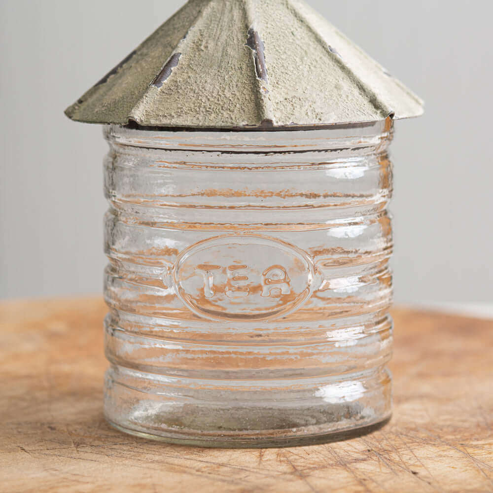 Rustic Farmhouse Silo Glass Tea Canister