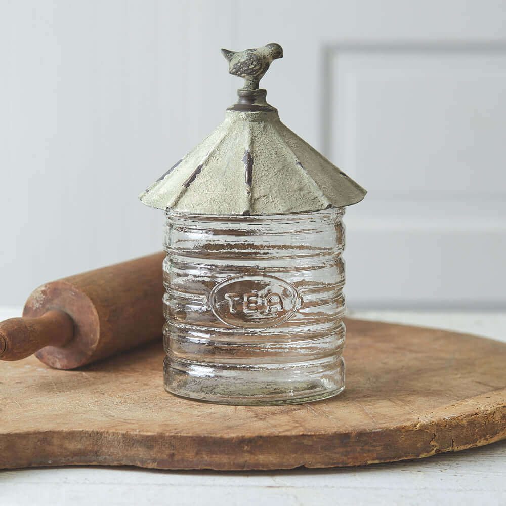 Rustic Farmhouse Silo Glass Tea Canister