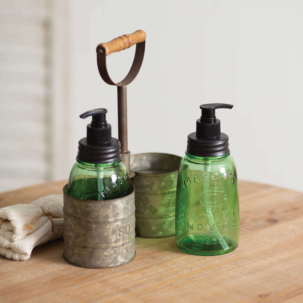 Rustic Farmhouse Soap and Lotion Dispenser Caddy