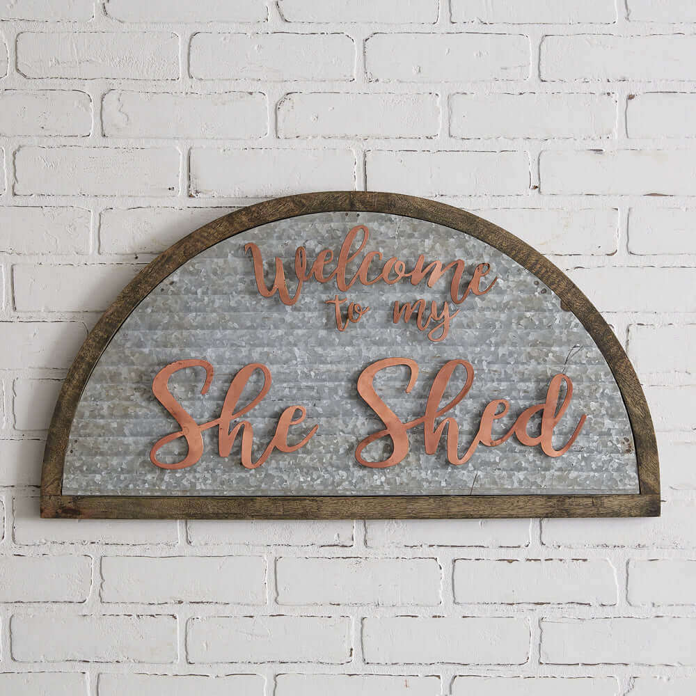 Rustic Galvanized Metal "She Shed" Wall Sign