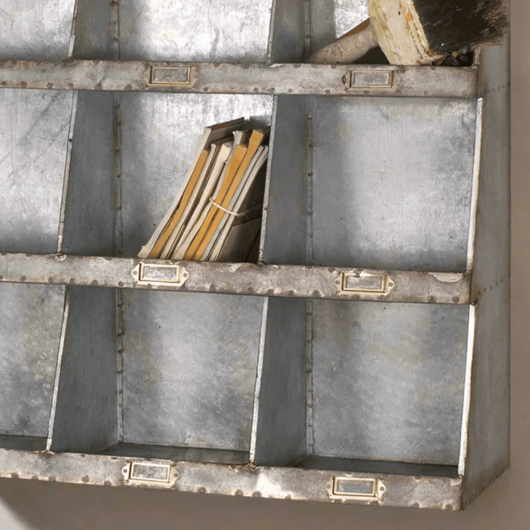 Rustic Industrial Wall Organizer in Galvanized Metal