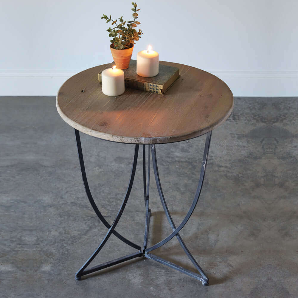 Rustic Metal and Wood Side Table