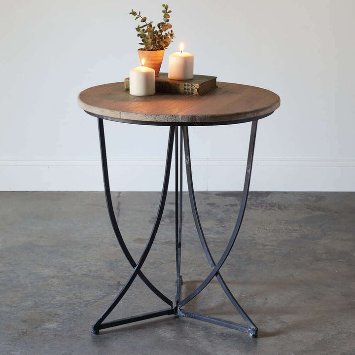 Rustic Metal and Wood Side Table